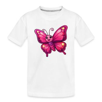 Kuscheliger Pinker Schmetterling - Kinder Premium Bio T-Shirt - Weiß - Vorne