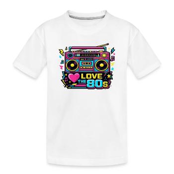 Liebe die 80er Neon-Boombox - Kinder Premium Bio T-Shirt - Weiß - Vorne