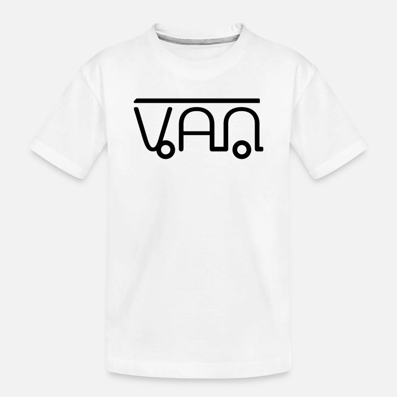 Van Camper Illustration aus Buchstaben - Kinder Premium Bio T-Shirt - Weiß