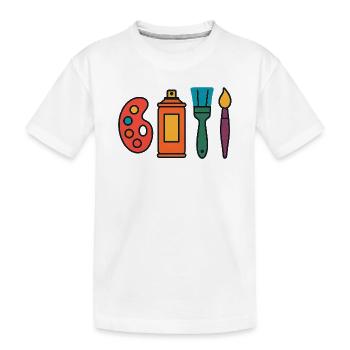 Künstlerisches Malset Palette Sprayer Pinsel - Kinder Premium Bio T-Shirt - Weiß - Vorne