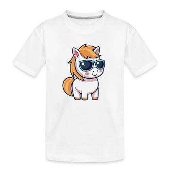 Stylish Pony Blue Glasses - Kinder Premium Bio T-Shirt - Weiß - Vorne