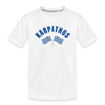 Karpathos with Crossed Greek Flags - Kids' Premium Organic T-Shirt - white - Front
