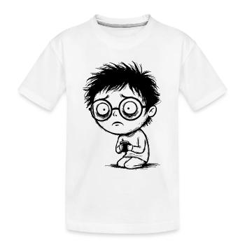 Student Coffee Fatigue Blank Gaze Manga - Kids' Premium Organic T-Shirt - white - Front