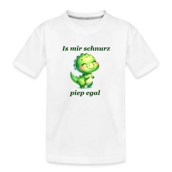 Schnurz piep egal Lustiger Spruch süßer Dino - Kinder Premium Bio T-Shirt - Weiß - Vorne