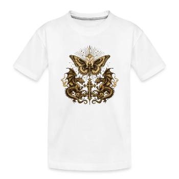 Okkulter Schmetterling mit Drachen – Gothic Dark - Kinder Premium Bio T-Shirt - Weiß - Vorne