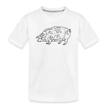 Schwein Fleisch Bacon Lustige Witzige Karte - Kinder Premium Bio T-Shirt - Weiß - Vorne