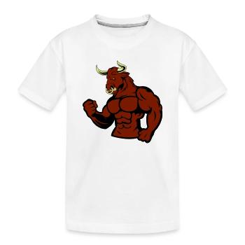 Muskulöser Bulle Stier - Kinder Premium Bio T-Shirt - Weiß - Vorne
