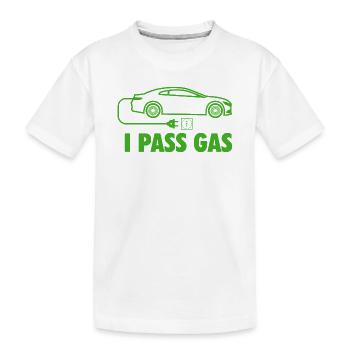 Je passe le jeu de mots sur voiture électrique à essence avec zéro émission - T-shirt bio Premium Enfant - blanc - Devant
