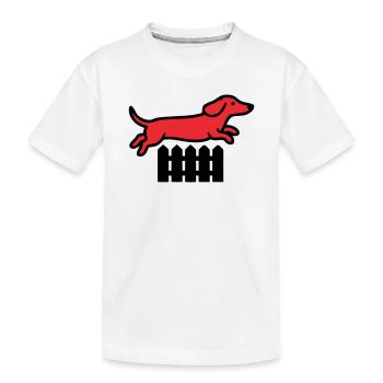 Agilité au saut de clôture teckel - T-shirt bio Premium Enfant - blanc - Devant