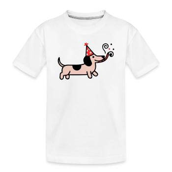 Party Dachshund Birthday Dog - Kids' Premium Organic T-Shirt - white - Front