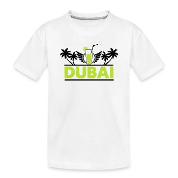 Dubai Limette Drink Neon Logo - Kinder Premium Bio T-Shirt - Weiß - Vorne