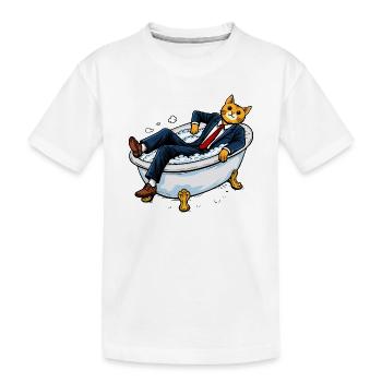 Firmenkatze in einer seifigen Badewanne - Kinder Premium Bio T-Shirt - Weiß - Vorne