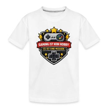 Gaming ist keine Hobby – Mission - Kinder Premium Bio T-Shirt - Weiß - Vorne
