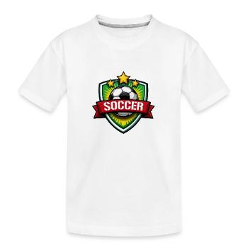 Fußball Shield mit Banner - Kinder Premium Bio T-Shirt - Weiß - Vorne