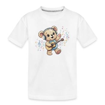 Kuschelbär mit Gitarre Groove - Kinder Premium Bio T-Shirt - Weiß - Vorne