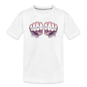 Poings féministes - T-shirt bio Premium Enfant - blanc - Devant
