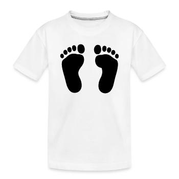 Baby Feet T-Shirt – Baby Footprint Love - Kinder Premium Bio T-Shirt - Weiß - Vorne