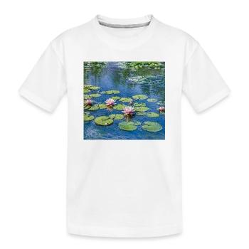 Lys sur un étang bleu - T-shirt bio Premium Enfant - blanc - Devant