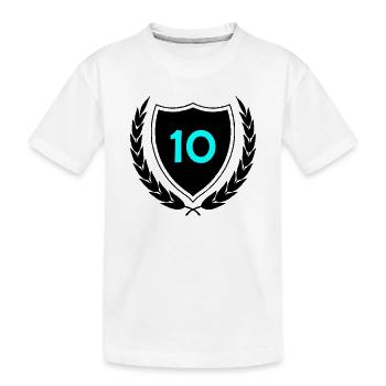Neon Ten Numeral Print - Kids' Premium Organic T-Shirt - white - Front