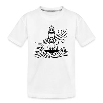 Dachshund Storm Lighthouse Sea - Kids' Premium Organic T-Shirt - white - Front
