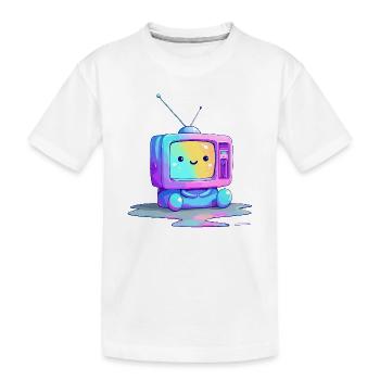 Regenbogen TV Kuscheltier - Kinder Premium Bio T-Shirt - Weiß - Vorne