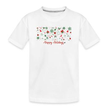 Motif de Noël en vert et rouge - T-shirt bio Premium Enfant - blanc - Devant