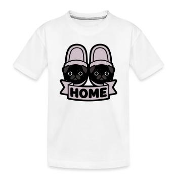 Mops Hausschuhe Home Banner - Kinder Premium Bio T-Shirt - Weiß - Vorne