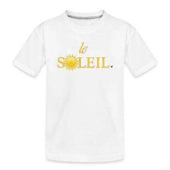 Illustration du soleil doré intégrée dans un mot - T-shirt bio Premium Enfant - blanc - Devant