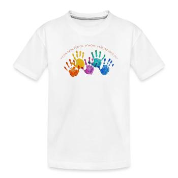 Farbenreiche Handabdrücke Dankzeit - Kinder Premium Bio T-Shirt - Weiß - Vorne