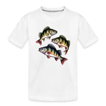 Barsch Angeln - Kinder Premium Bio T-Shirt - Weiß - Vorne