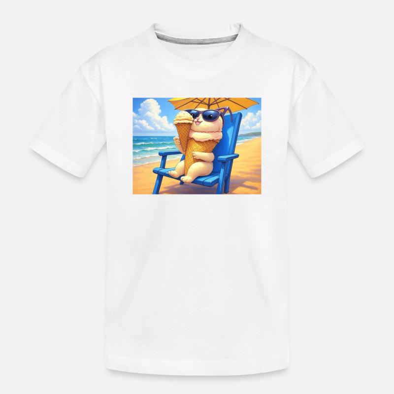Strand Bunny Eiscreme Sonnenbrille - T-shirt bio Premium Enfant - blanc