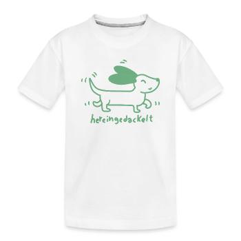  Dackel verspielt, handgezeichnet - Kinder Premium Bio T-Shirt - Weiß - Vorne
