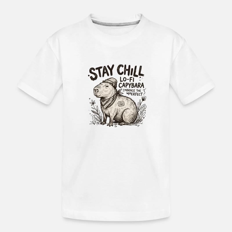 Capybara Chill LoFi Artwork - Kinder Premium Bio T-Shirt - Weiß