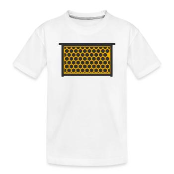 Logo de la vente de miel de l’apiculteur en nid d’abeille en nid d’abeille - T-shirt bio Premium Enfant - blanc - Devant