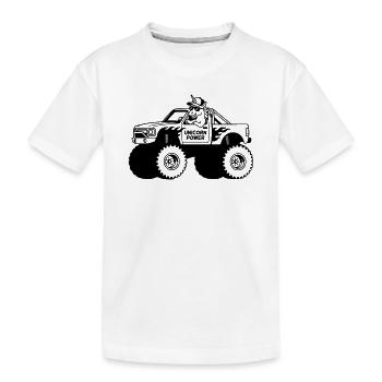 Einhorn im Monstertruck - Kinder Premium Bio T-Shirt - Weiß - Vorne