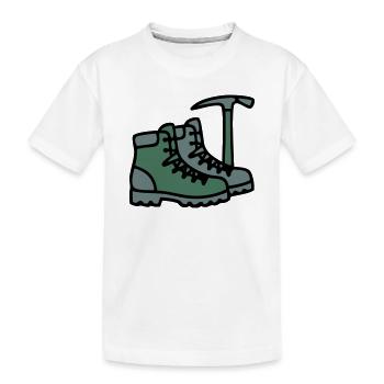Wanderschuhe Eispickel Bergsteiger Alpen Wanderer - Kinder Premium Bio T-Shirt - Weiß - Vorne