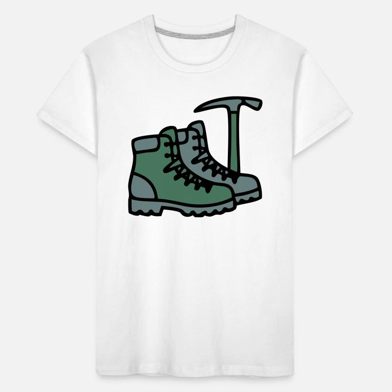 Wanderschuhe Eispickel Bergsteiger Alpen Wanderer Kinder Premium Bio T-Shirt