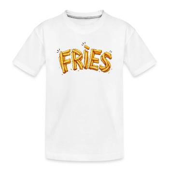Frieze French Fries Typography Design - Kids' Premium Organic T-Shirt - white - Front