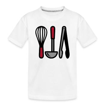 Küchenutensilien Kochen Backen Kochschule - Kinder Premium Bio T-Shirt - Weiß - Vorne