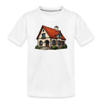 Dessin animé de la Charmante Maison de campagne - T-shirt bio Premium Enfant - blanc - Devant