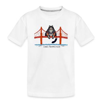 Le chat sur le pont de San Francisco - T-shirt bio Premium Enfant - blanc - Devant