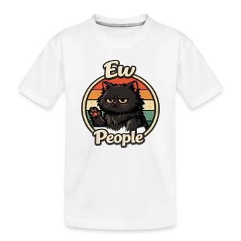 Grummelige Retro-Katze im Sunset - Kinder Premium Bio T-Shirt - Weiß - Vorne