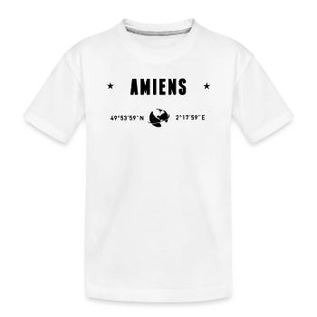 Amiens France GPS Coordinates Globe - Kids' Premium Organic T-Shirt - white - Front