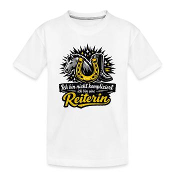 Reiterin: Nicht kompliziert - Kinder Premium Bio T-Shirt - Weiß - Vorne