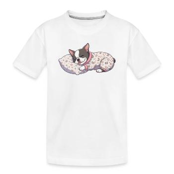 Sleepy Boston Terrier adorable adorateur de chien pour la sieste - T-shirt bio Premium Enfant - blanc - Devant