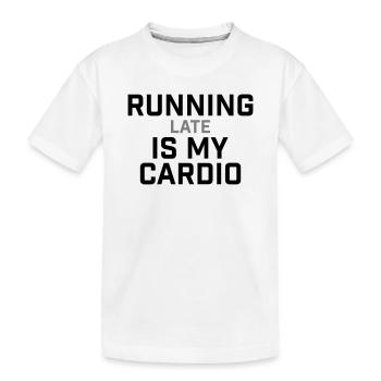 Courir en retard, c’est mon cardio qui le dit - T-shirt bio Premium Enfant - blanc - Devant