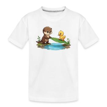 Flussfreund Otter und Ente - Kinder Premium Bio T-Shirt - Weiß - Vorne