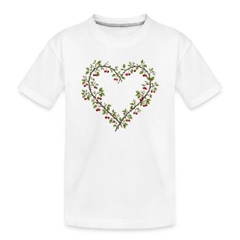 Kirschherz aus Ästen und Blättern - Kinder Premium Bio T-Shirt - Weiß - Vorne