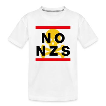 NO NZS, NEVER AGAIN, ANTI-FASCISM, NO AFD YELLOW - Kids' Premium Organic T-Shirt - white - Front