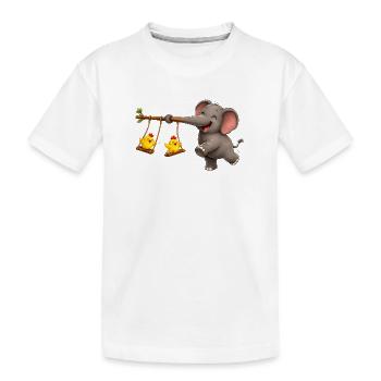 Aventure de balançoire éléphant et poussin - T-shirt bio Premium Enfant - blanc - Devant